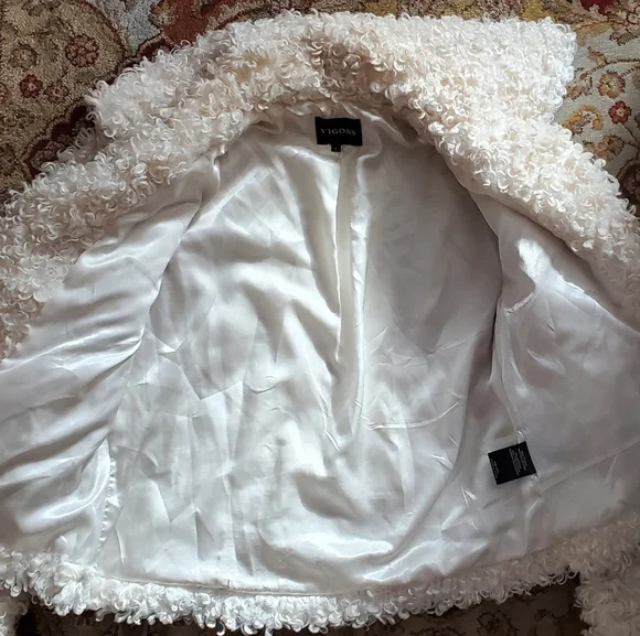 Vigoss Soft Curly Faux Lamb Teddy Cream Jacket Waist Coat Size L - Picture 3 of 9